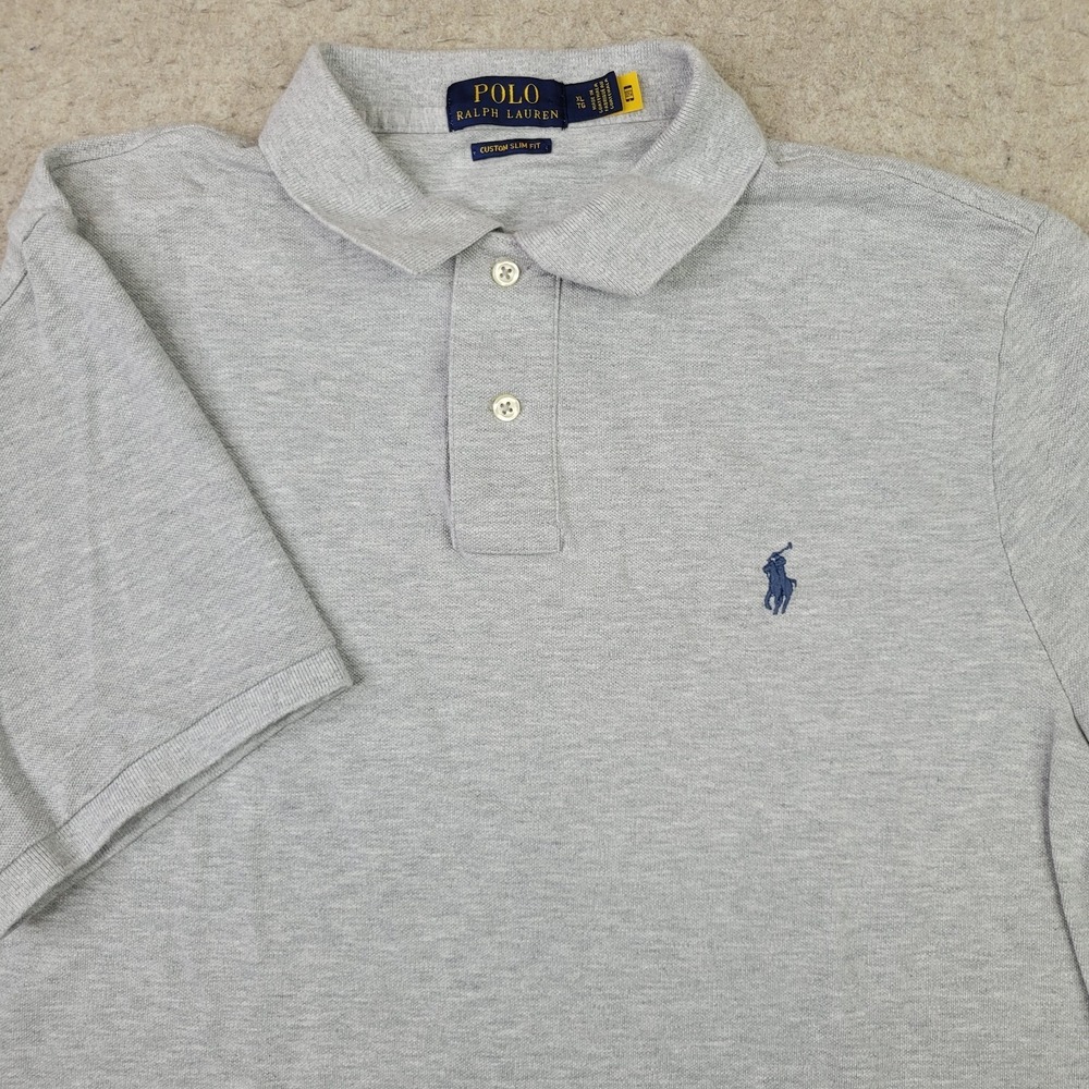 Polo Ralph Lauren Custom Slim Fit Polo Shirt Mens XL Gray‎ Short Sleeve Pony